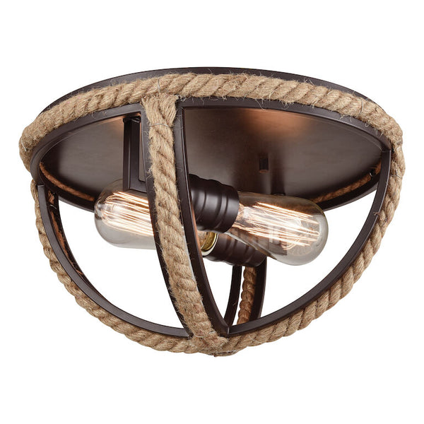 NATURAL ROPE 13'' WIDE 2-LIGHT FLUSH MOUNT---CALL OR TEXT 270-943-9392 FOR AVAILABILITY
