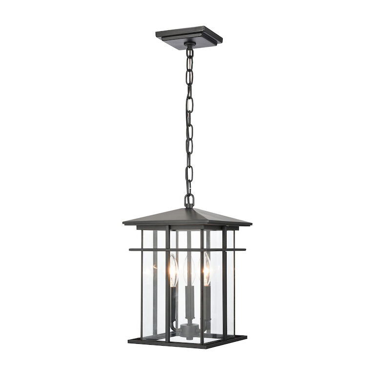 OAK PARK 9'' WIDE 3-LIGHT OUTDOOR PENDANT---ALSO AVAILABLE IN ANTIQUE BRUSHED ALUMINUM - King Luxury Lighting