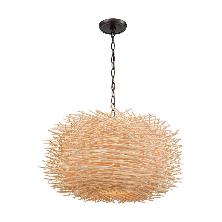 BAMBOO NEST 23'' WIDE 3-LIGHT CHANDELIER