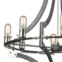 RIVETED PLATE 28'' WIDE 8-LIGHT CHANDELIER