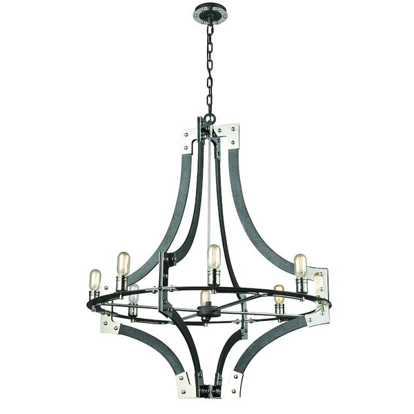 RIVETED PLATE 36'' WIDE 8-LIGHT CHANDELIER---CALL OR TEXT 270-943-9392 FOR AVAILABILITY