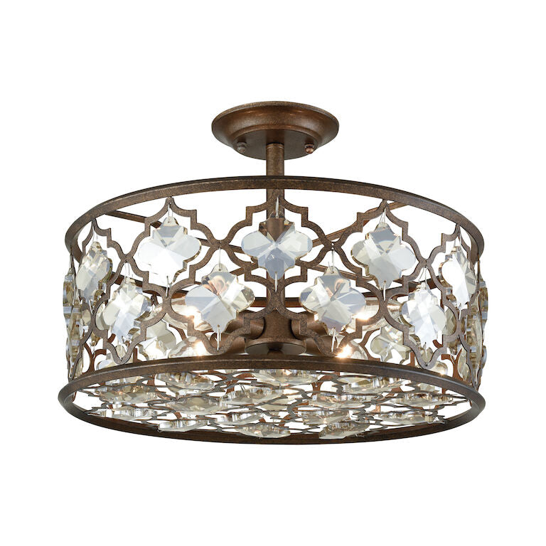 ARMAND 17'' WIDE 4-LIGHT WEATHERED BRONZE SEMI FLUSH MOUNT---CALL OR TEXT 270-943-9392 FOR AVAILABILITY