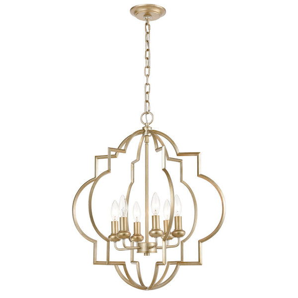 CHANDETTE 22'' WIDE 6-LIGHT AGED SILVER CHANDELIER