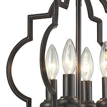 CHANDETTE 14'' WIDE 4-LIGHT OIL RUBBED BRONZE CHANDELIER