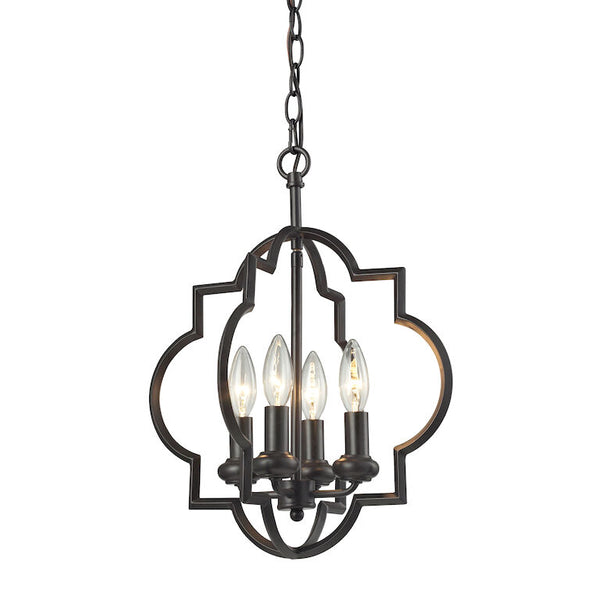 CHANDETTE 14'' WIDE 4-LIGHT OIL RUBBED BRONZE CHANDELIER