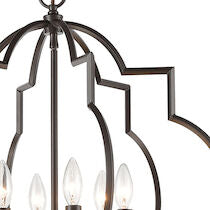 CHANDETTE 22'' WIDE 6-LIGHT OIL RUBBED BRONZE CHANDELIER