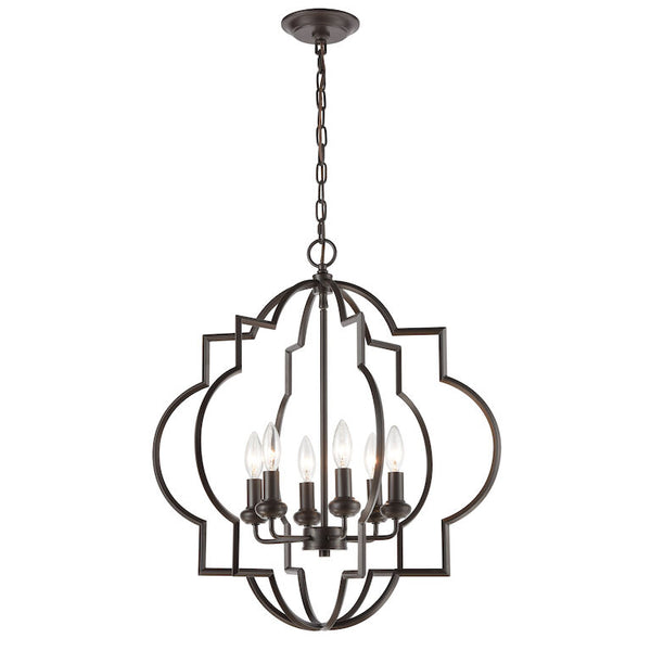 CHANDETTE 22'' WIDE 6-LIGHT OIL RUBBED BRONZE CHANDELIER