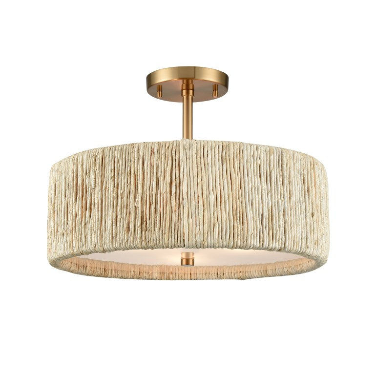 ABACA 16.75'' WIDE 3-LIGHT SEMI FLUSH MOUNT---CALL OR TEXT 270-943-9392 FOR AVAILABILITY