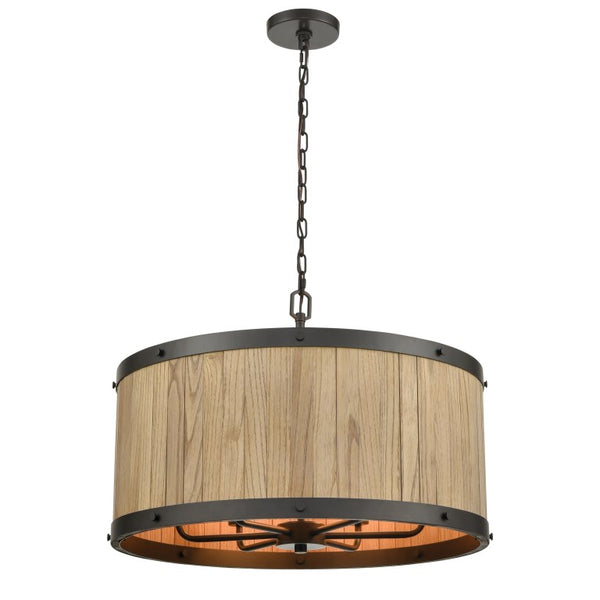 WOODEN BARREL 25'' WIDE 6-LIGHT CHANDELIER ALSO AVAILABLE IN SATIN BRASS @$1607.70---CALL OR TEXT 270-943-9392 FOR AVAILABILITY