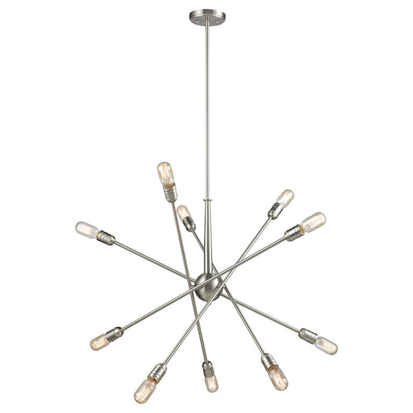 DELPHINE 33'' WIDE 10-LIGHT SATIN NICKEL CHANDELIER