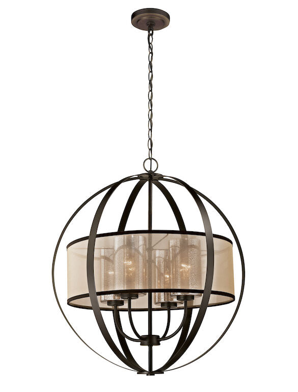 DIFFUSION 24'' WIDE 4-LIGHT CHANDELIER OIL RUBBED BRONZE AVAILABLE WITH LED @$1032.70 ALSO AVAILABLE IN AGED SILVER