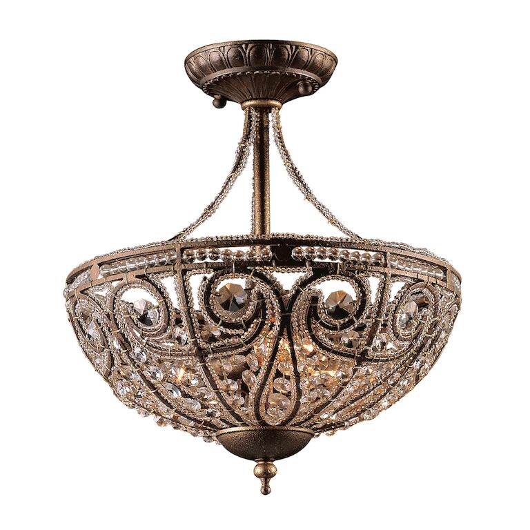 ELIZABETHAN 13'' WIDE 3-LIGHT SEMI FLUSH MOUNT---CALL OR TEXT 270-943-9392 FOR AVAILABILITY