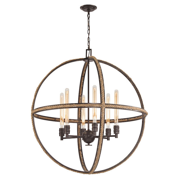 NATURAL ROPE 34'' WIDE 6-LIGHT CHANDELIER