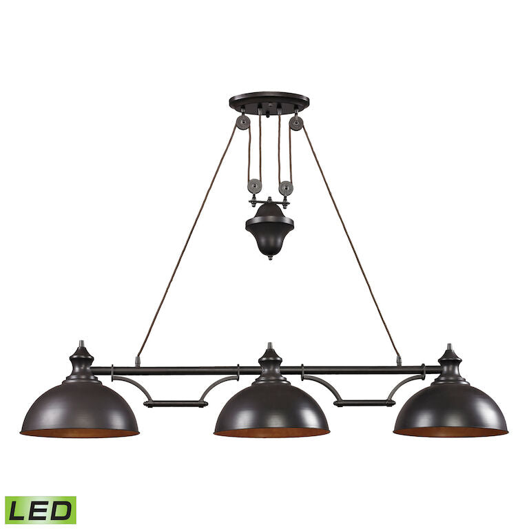 FARMHOUSE 56'' WIDE 3-LIGHT OILED BRONZE ISLAND CHANDELIER AVAILABLE WITH LED @$1163.80
