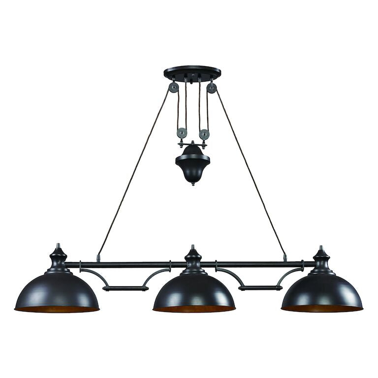 FARMHOUSE 56'' WIDE 3-LIGHT OILED BRONZE ISLAND CHANDELIER AVAILABLE WITH LED @$1163.80