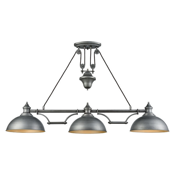 FARMHOUSE 56'' WIDE 3-LIGHT WEATHERED ISLAND CHANDELIER