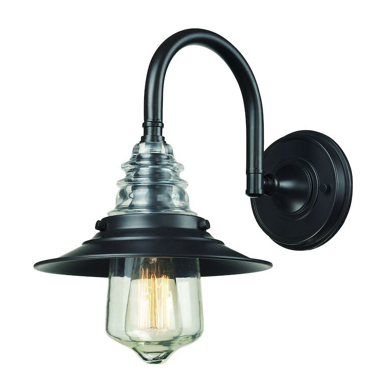 INSULATOR GLASS 14'' HIGH 1-LIGHT SCONCE ALSO AVAILABLE IN WEAT HERED ZINC