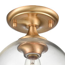 ANGIE 8'' WIDE 1-LIGHT SATIN BRASS SEMI FLUSH MOUNT