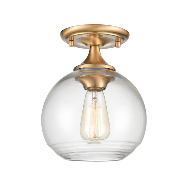 ANGIE 8'' WIDE 1-LIGHT SATIN BRASS SEMI FLUSH MOUNT