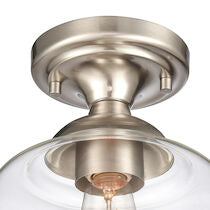 AGNES 8'' WIDE 1-LIGHT SATIN NICKEL SEMI FLUSH MOUNT