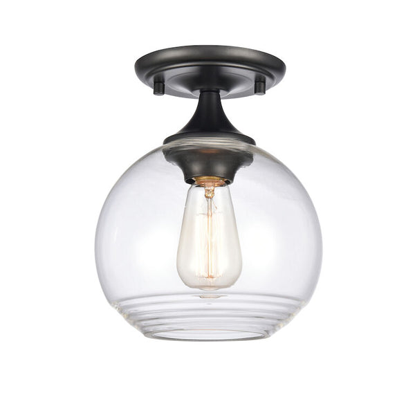 ANGIE 8'' WIDE 1-LIGHT MATTE BLACK SEMI FLUSH MOUNT