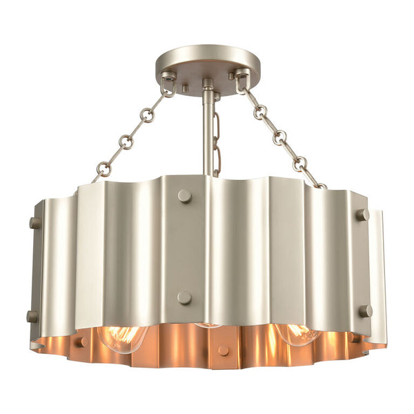 CLAUSTEN 17'' WIDE 3-LIGHT MATTE NICKEL SEMI FLUSH MOUNT---CALL OR TEXT 270-943-9392 FOR AVAILABILITY