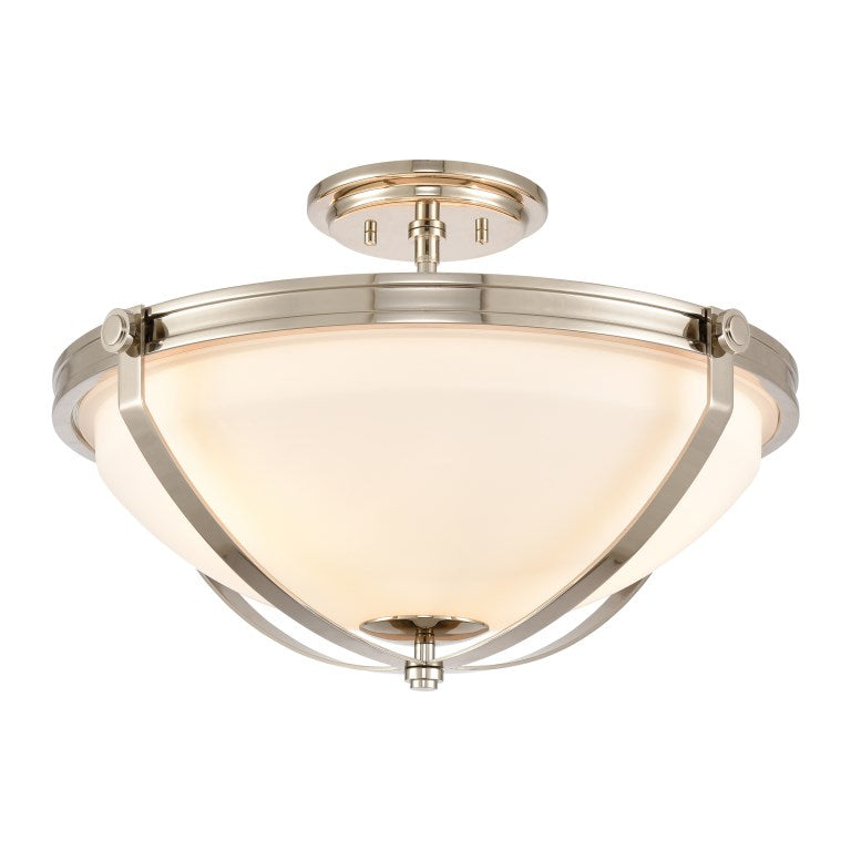 CONNELLY 19'' WIDE 3-LIGHT SEMI FLUSH MOUNT ALSO AVAILABLE IN POLISHED NICKEL