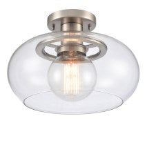 CLEMENT 13'' WIDE 1-LIGHT ANTIQUE NICKEL SEMI FLUSH MOUNT ALSO AVAILABLE IN MATTE BLACK CALL OR TEXT 270-943-9392 FOR AVAILABILITY IN BRUSHED GOLD