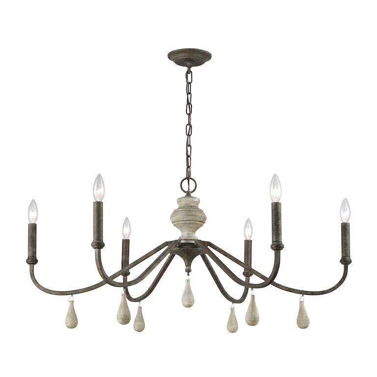 FRENCH CONNECTION 38'' WIDE 6-LIGHT CHANDELIER ALSO AVAILABLE IN SATIN BRASS---CALL OR TEXT 270-943-9392 FOR VILBILITY